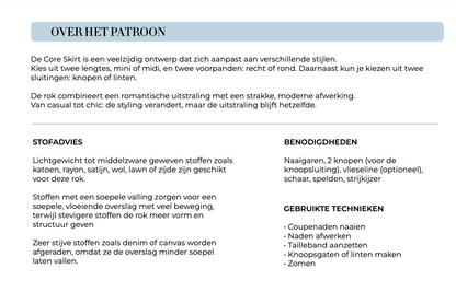 Patroon The Core Skirt / Wikkelrok