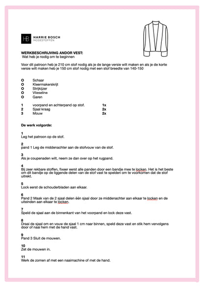 Patroon Andor geprinte versie  (vest)