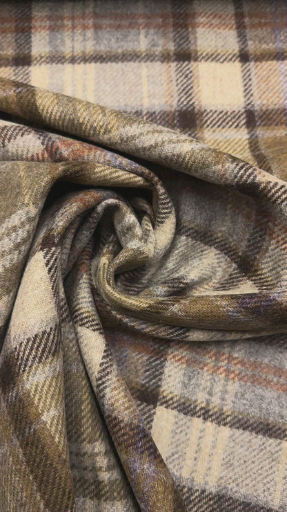 Wool check ochre beige brown purple 4. gray