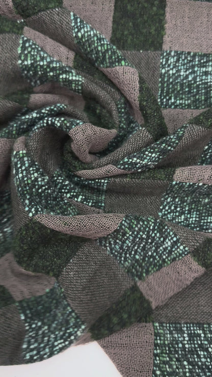 Geblokte wol blend Jacquard groen tinten