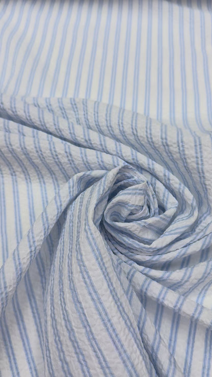 Seersucker blauw wit
