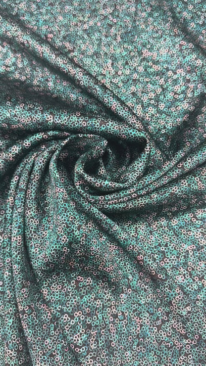 Zijden satijn print stretch pailetten print