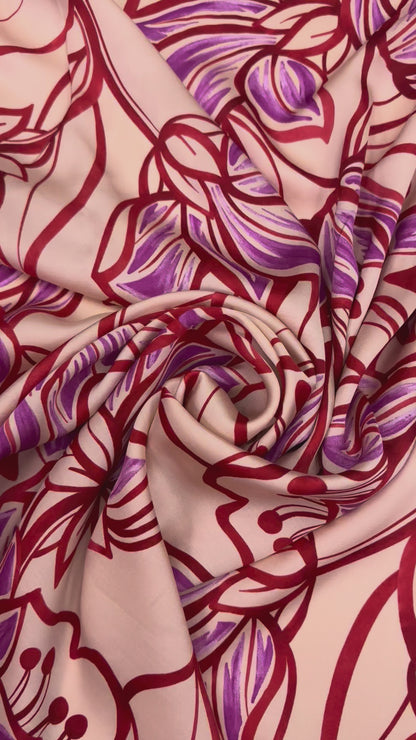Viscose satijnbinding met tulp print