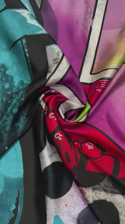 SS2024 silk twill graffiti panel