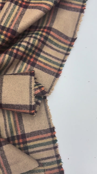 Wollen ruit beige groen oranje geel Nr 5