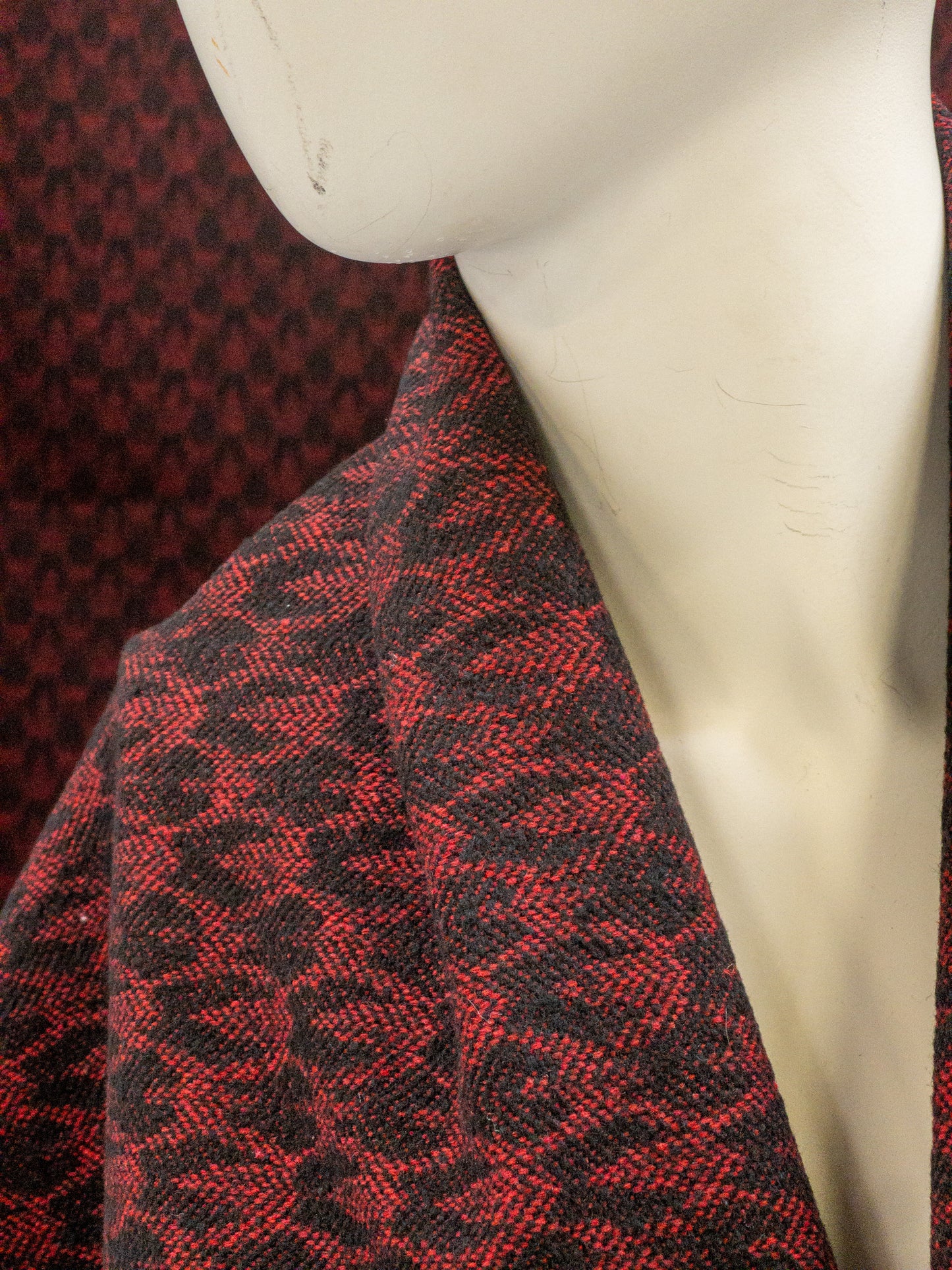 Jacquard wol geweven rood zwart