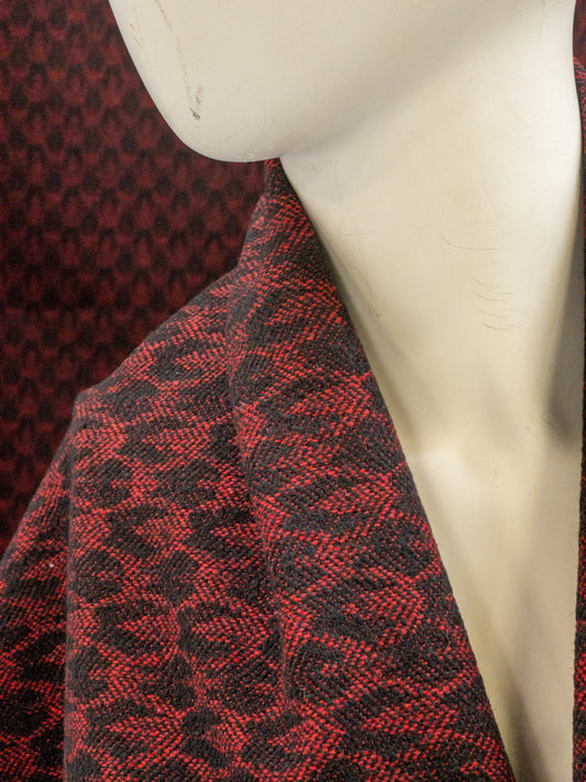 Jacquard wol geweven rood zwart