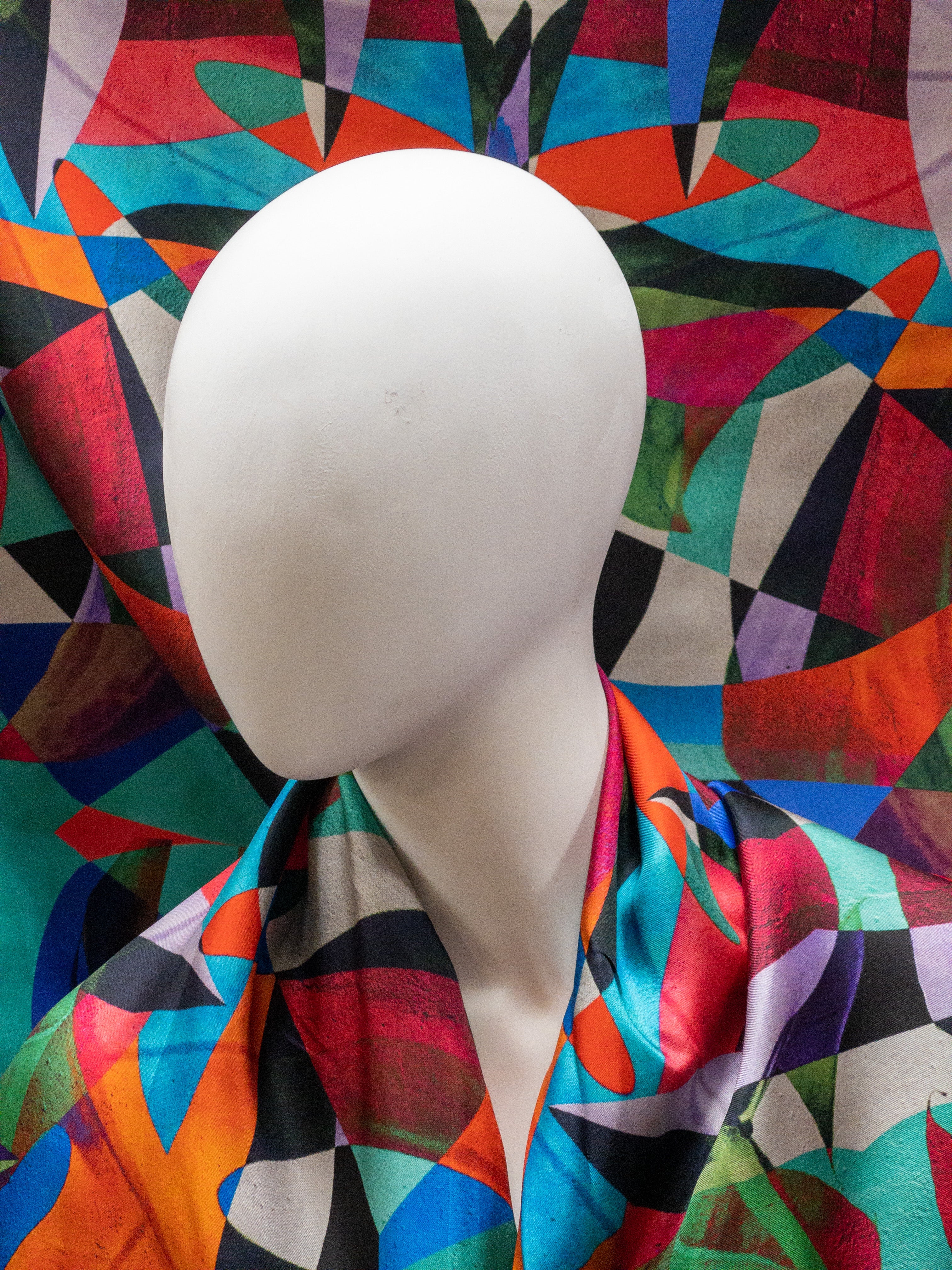 Zijden twill met digitale print urban jungle