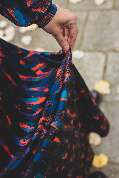 Zijden tricot met digitale grafische print